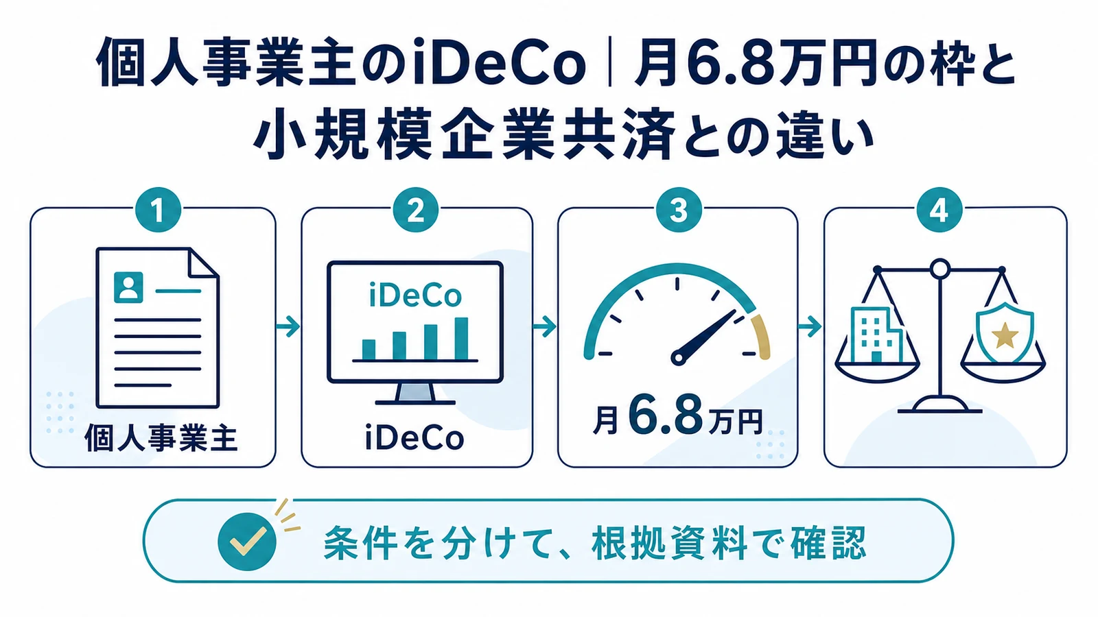 個人事業主のiDeCo｜月6.8万円の枠と小規模企業共済との違い