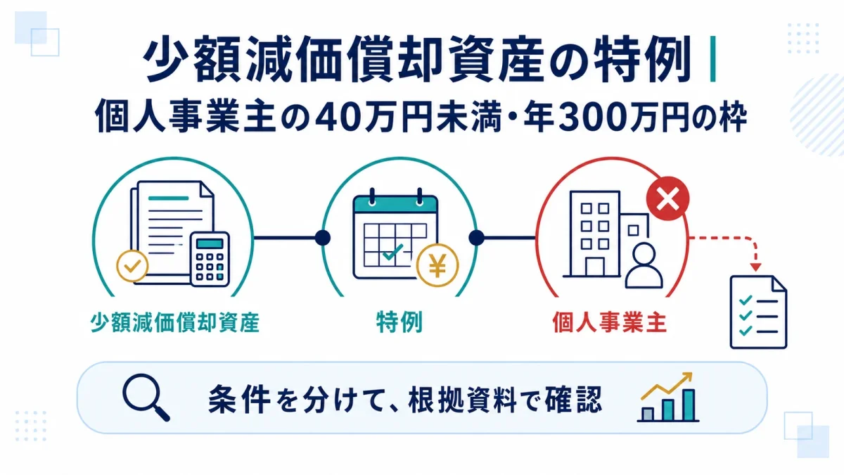 少額減価償却資産の特例｜個人事業主の40万円未満・年300万円の枠