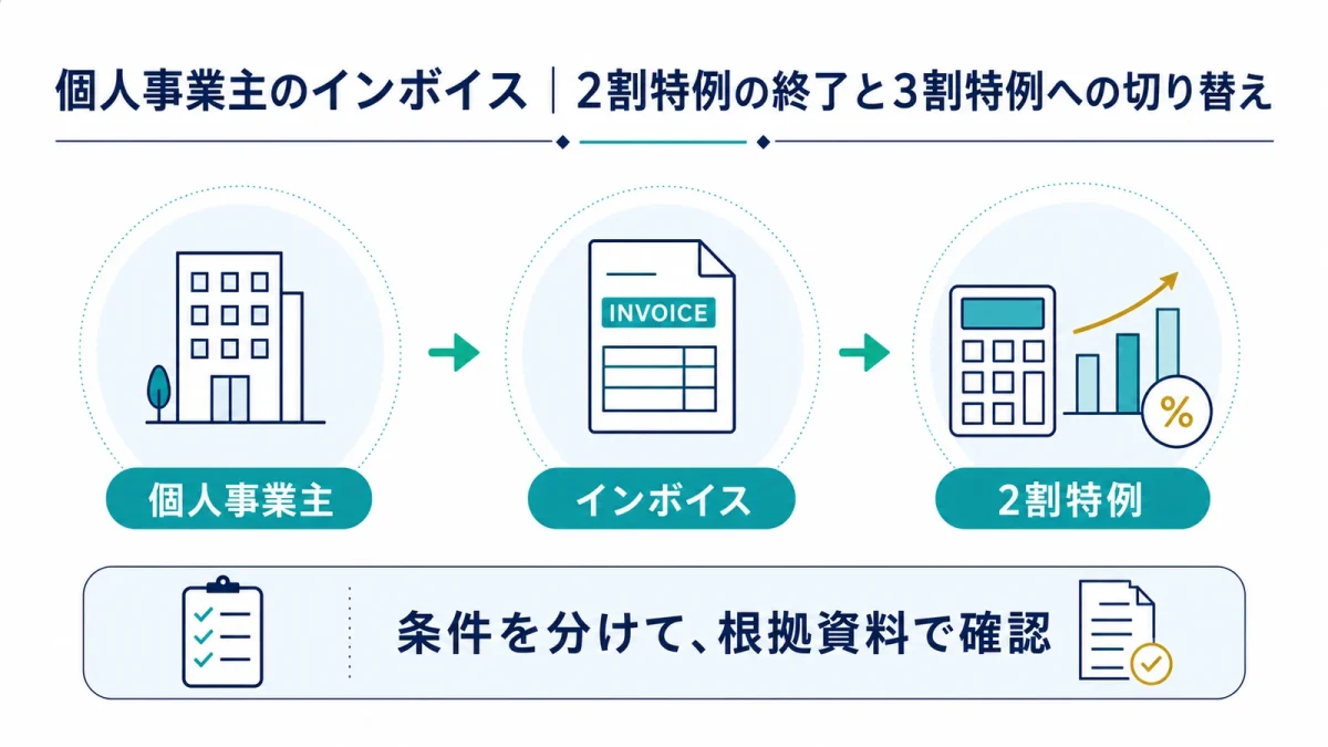 個人事業主のインボイス｜2割特例の終了と3割特例への切り替え