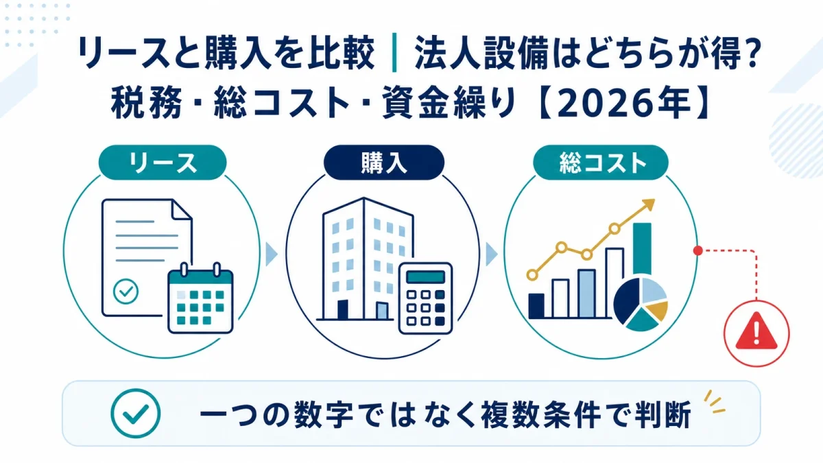リースと購入を比較｜法人設備はどちらが得？税務・総コスト・資金繰り【2026年】