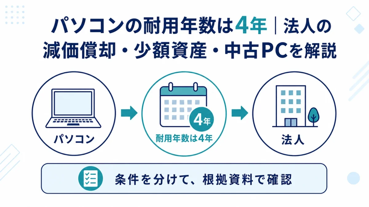 パソコンの耐用年数は4年｜法人の減価償却・少額資産・中古PCを解説