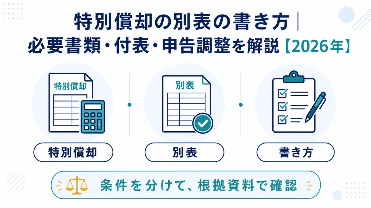 特別償却の別表の書き方｜必要書類・付表・申告調整を解説【2026年】