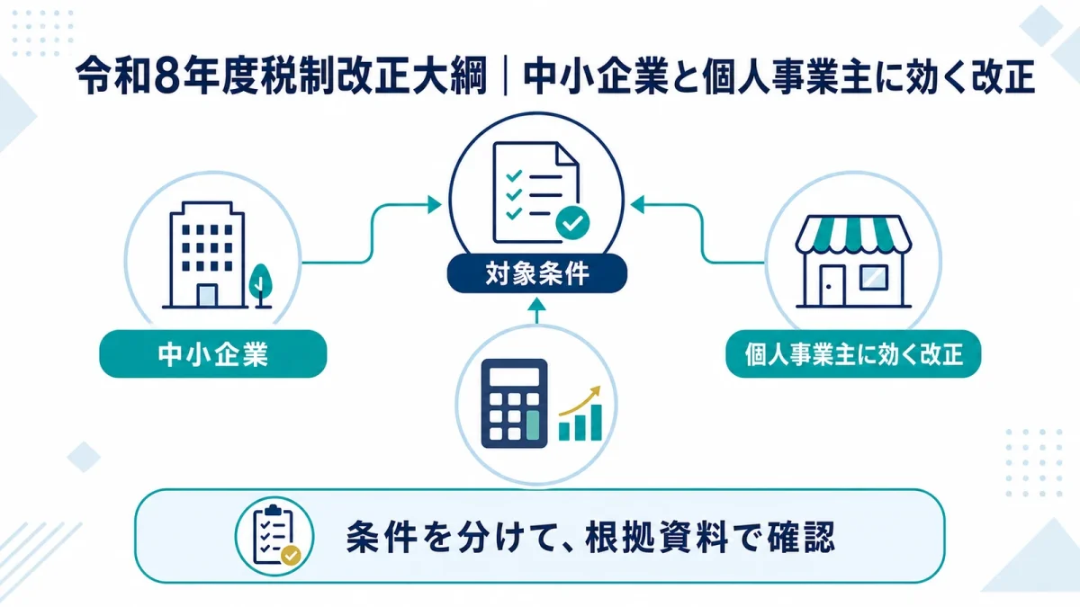 令和8年度税制改正大綱｜中小企業と個人事業主に効く改正