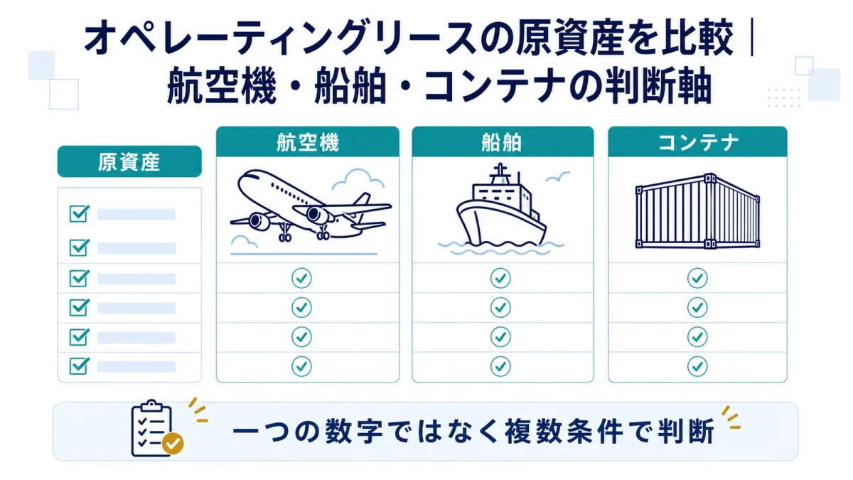 オペレーティングリースの原資産を比較｜航空機・船舶・コンテナの判断軸