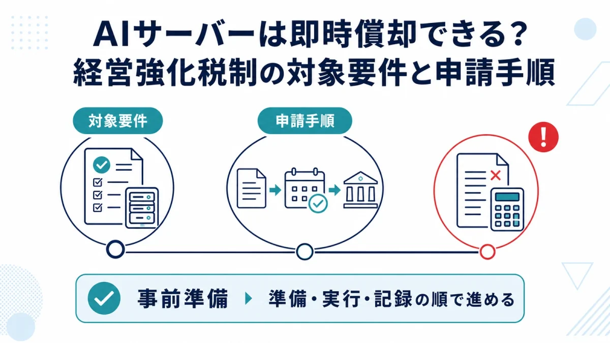 AIサーバーは即時償却できる？経営強化税制の対象要件と申請手順