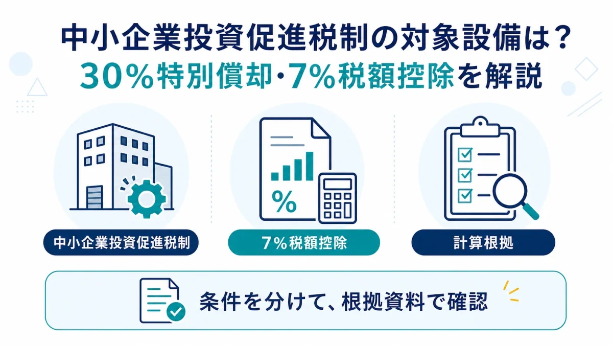 中小企業投資促進税制の対象設備は？30％特別償却・7％税額控除を解説