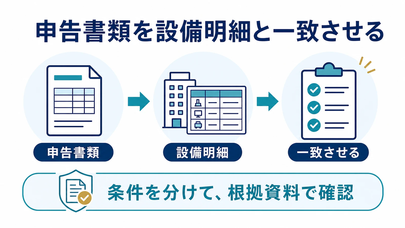 申告書類を設備明細と一致させる
