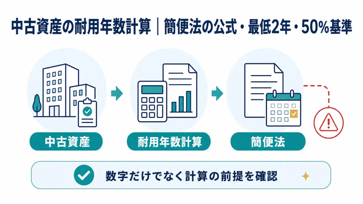 中古資産の耐用年数計算｜簡便法の公式・最低2年・50％基準