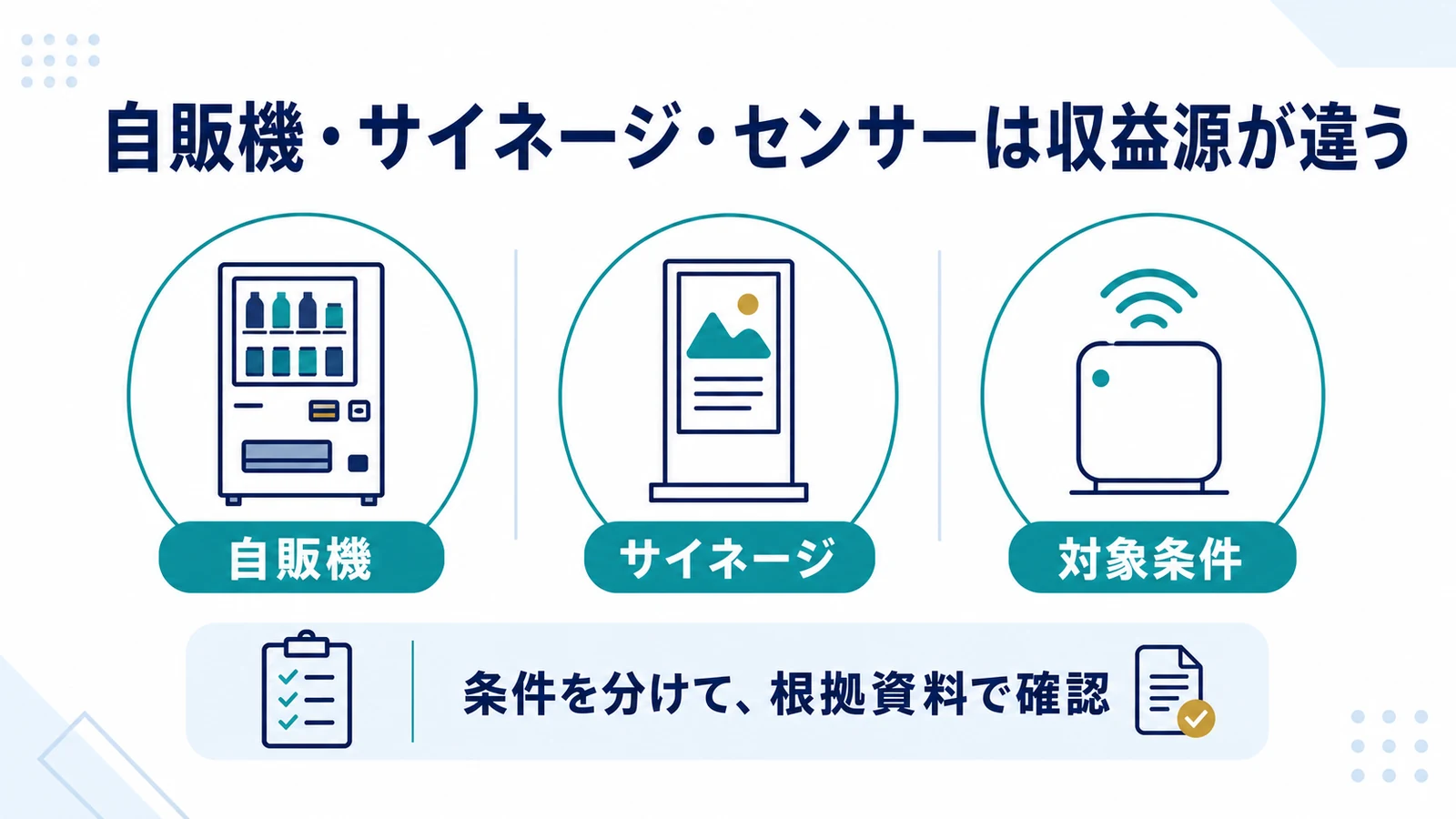 自販機・サイネージ・センサーは収益源が違う