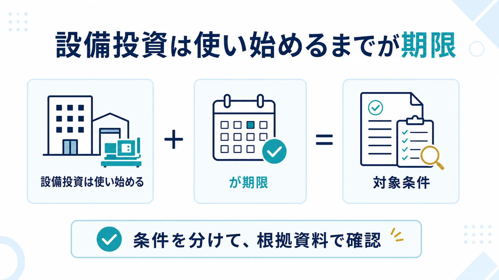設備投資は使い始めるまでが期限