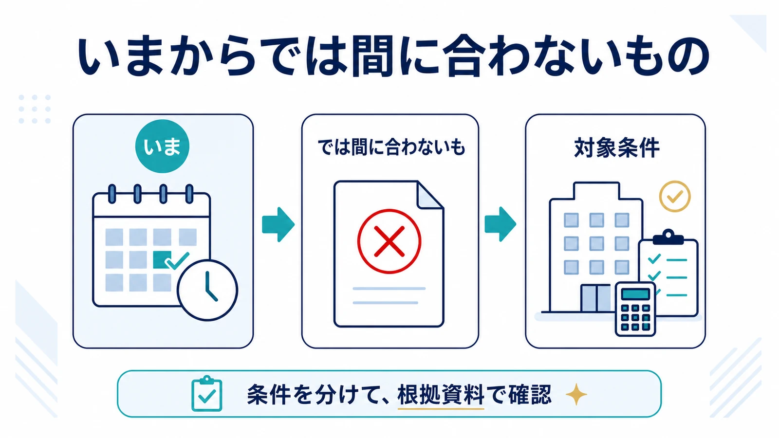 いまからでは間に合わないもの
