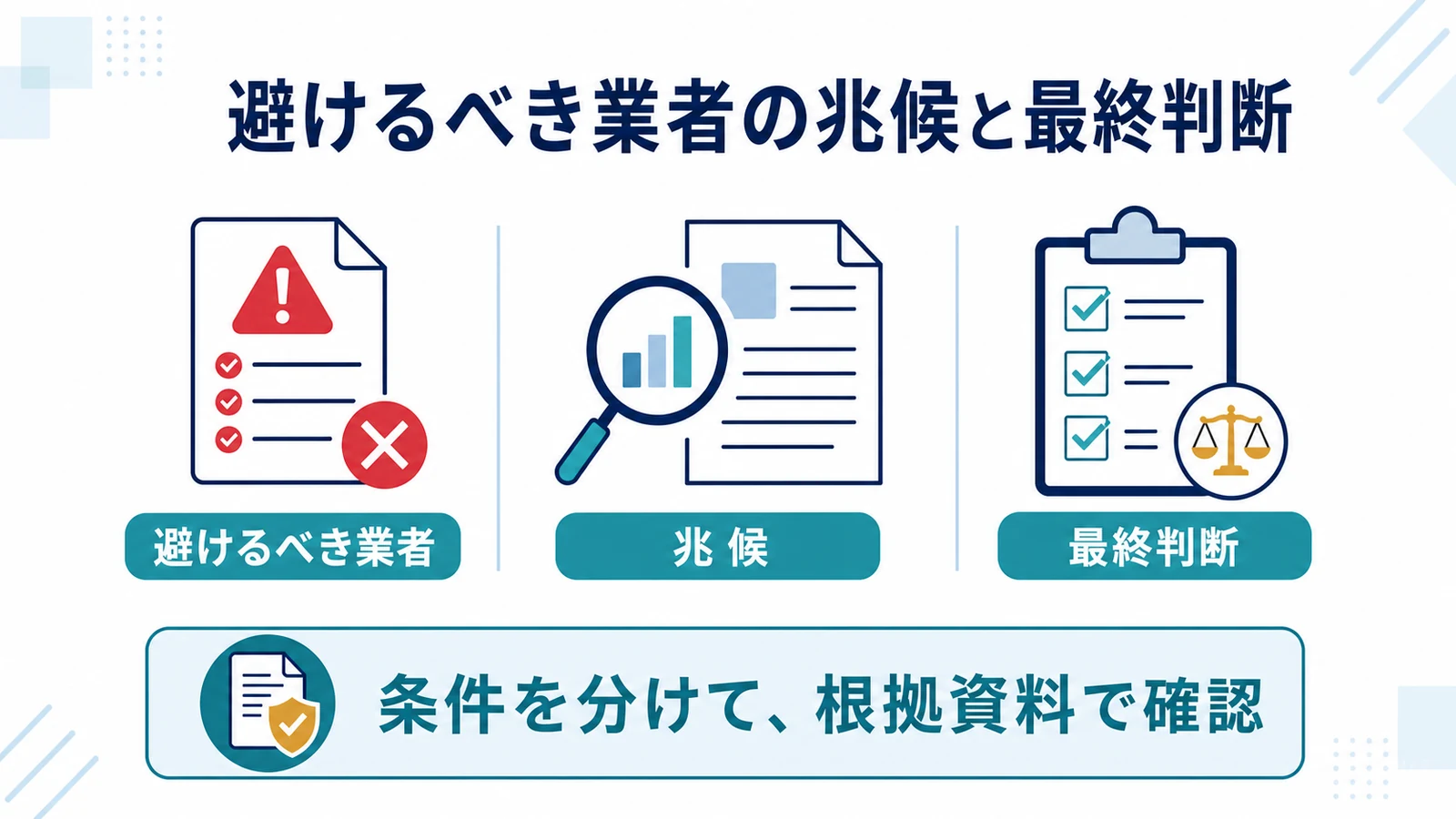 避けるべき業者の兆候と最終判断