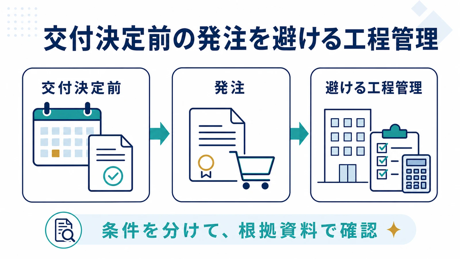 交付決定前の発注を避ける工程管理