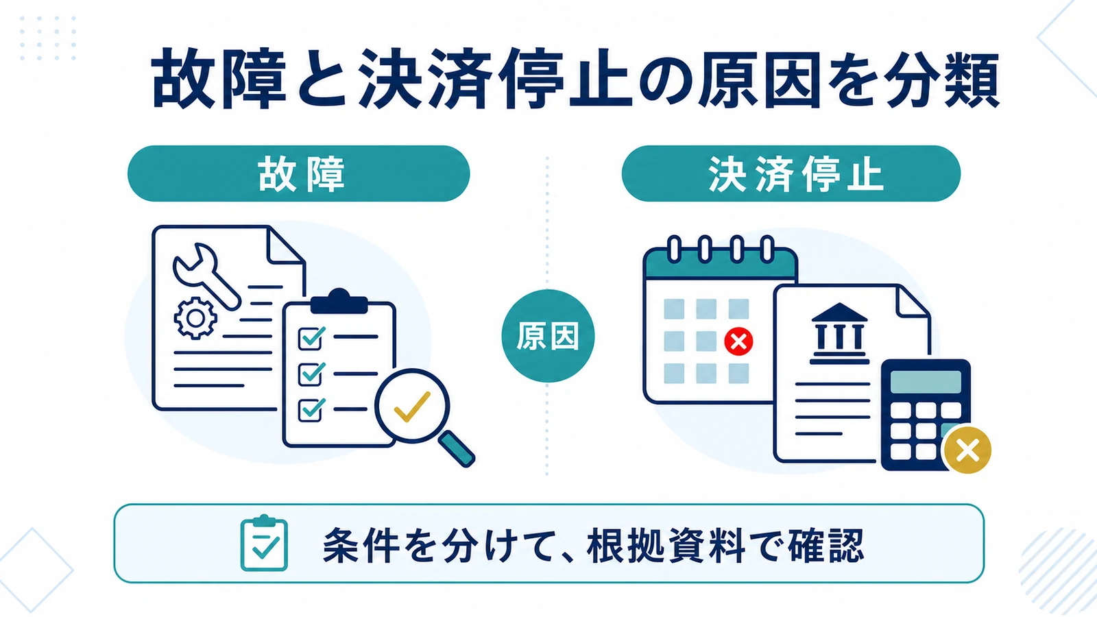 故障と決済停止の原因を分類
