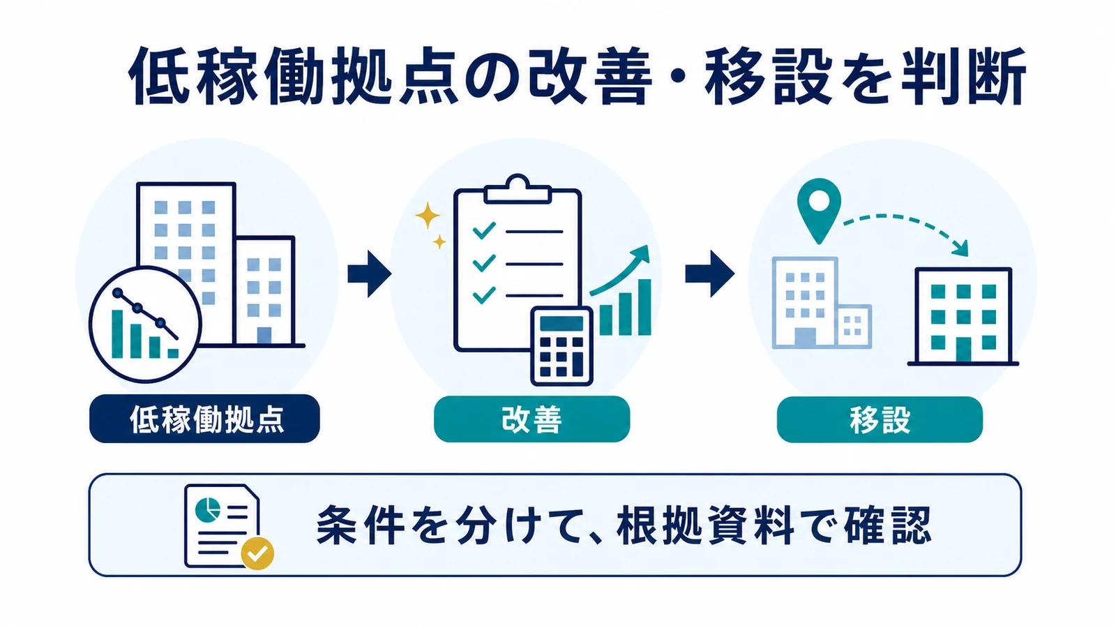 低稼働拠点の改善・移設を判断