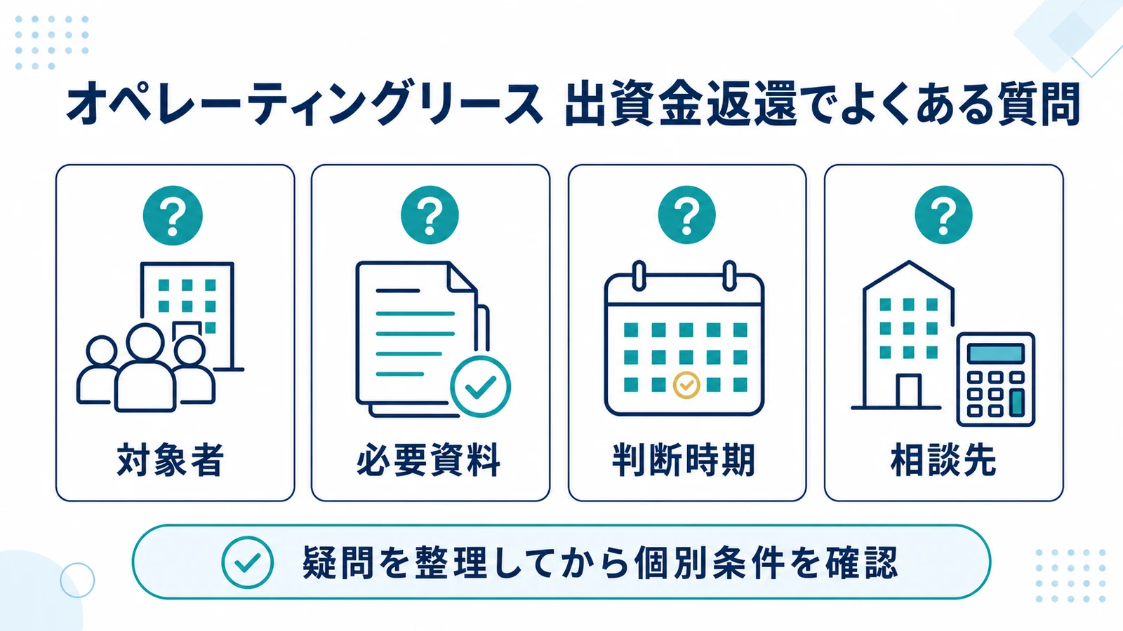 オペレーティングリース 出資金返還でよくある質問