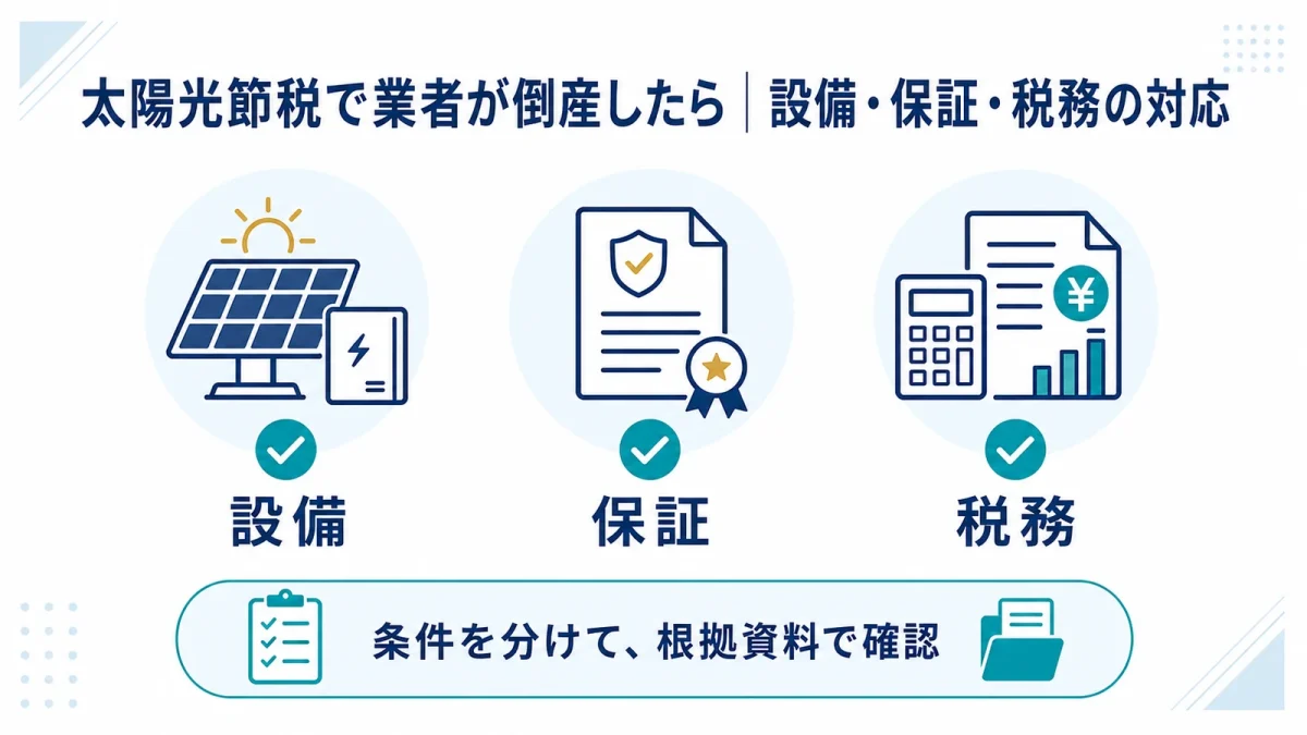 太陽光節税で業者が倒産したら｜設備・保証・税務の対応