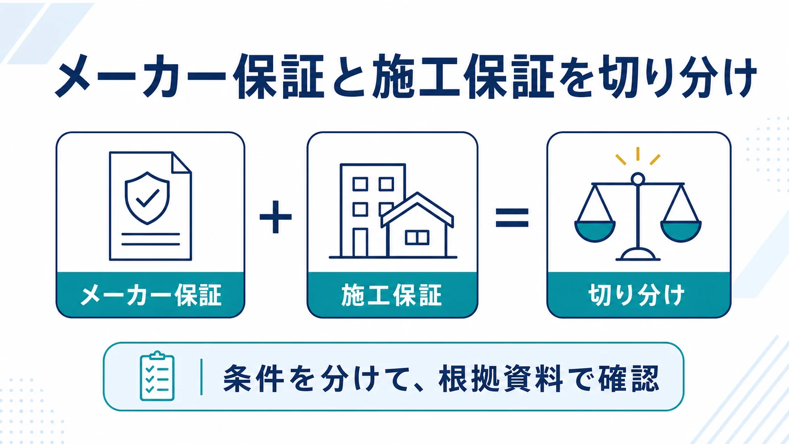 メーカー保証と施工保証を切り分け