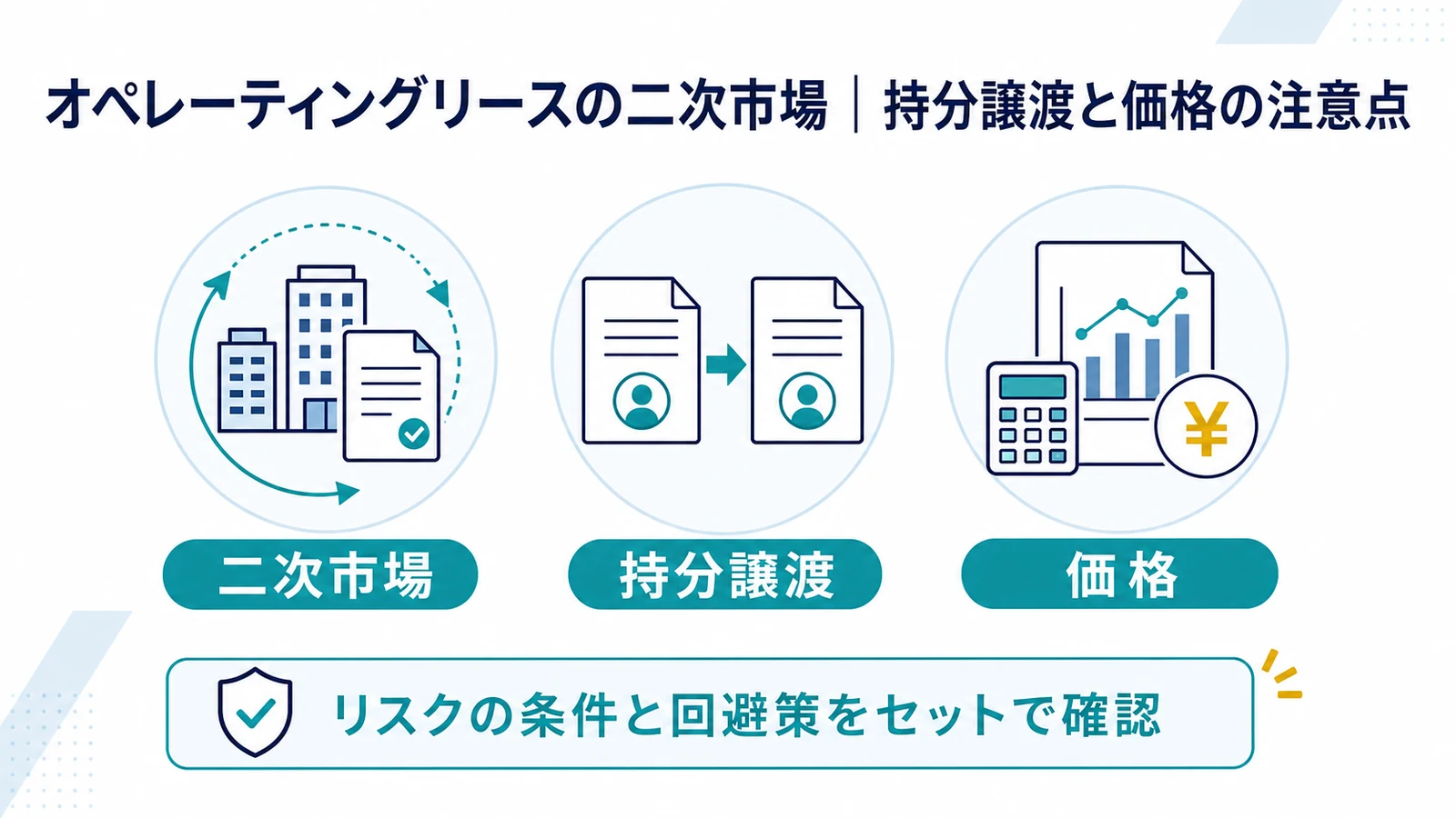 オペレーティングリースの二次市場｜持分譲渡と価格の注意点