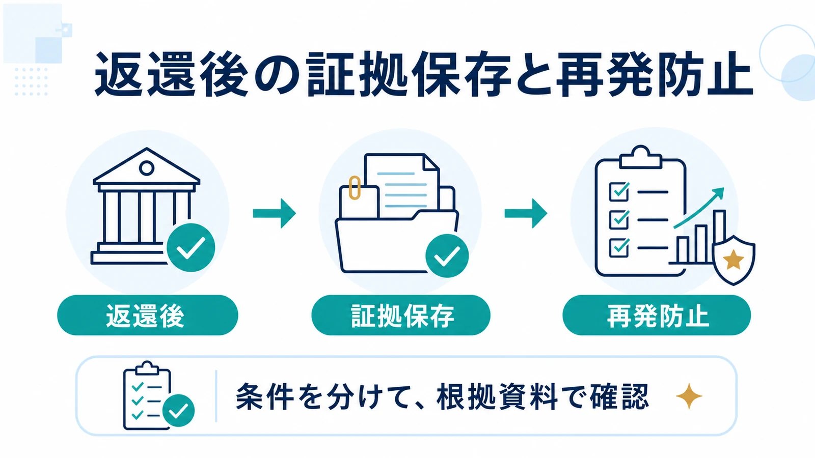 返還後の証拠保存と再発防止