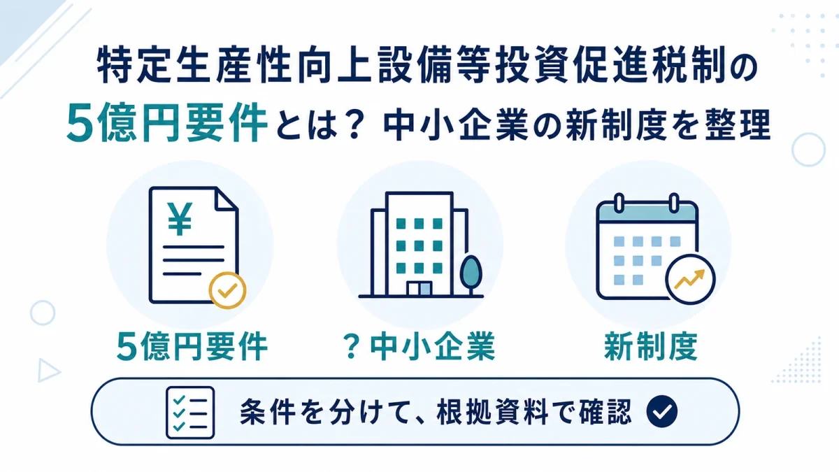 特定生産性向上設備等投資促進税制の5億円要件とは？中小企業の新制度を整理