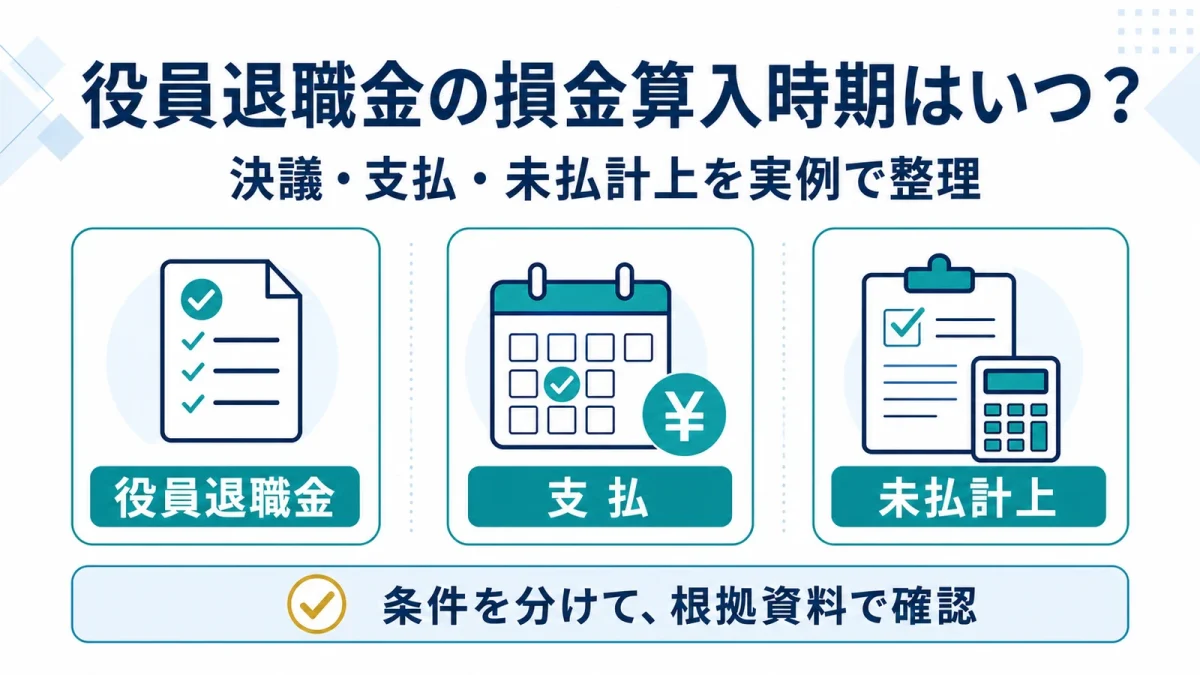 役員退職金の損金算入時期はいつ？決議・支払・未払計上を実例で整理