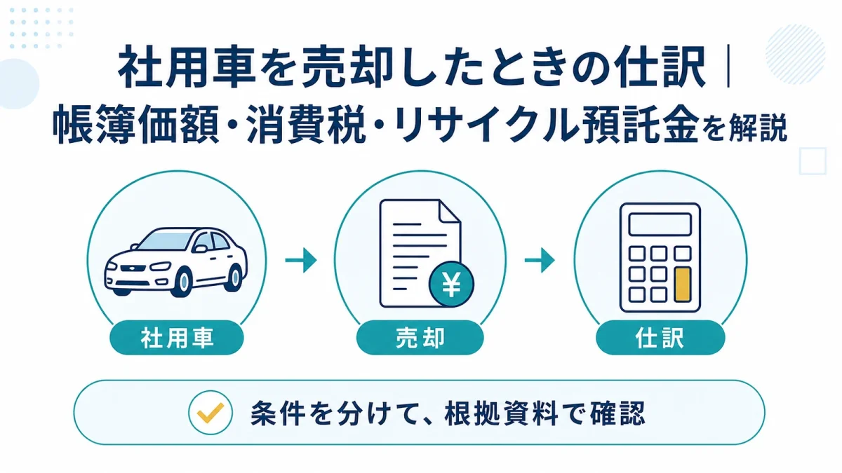 社用車を売却したときの仕訳｜帳簿価額・消費税・リサイクル預託金を解説