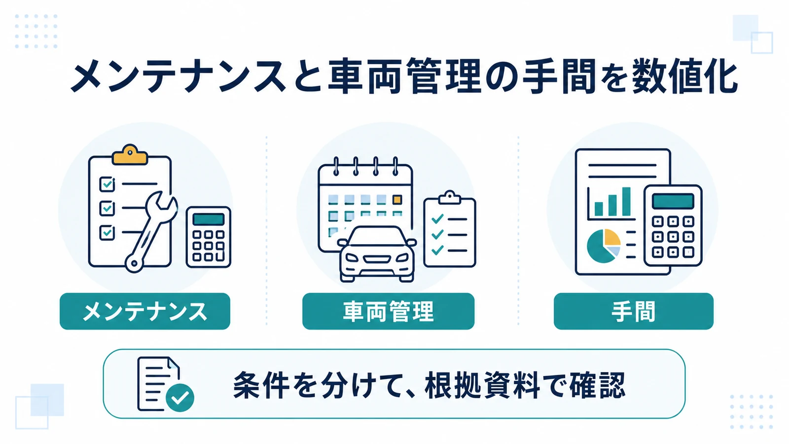 メンテナンスと車両管理の手間を数値化