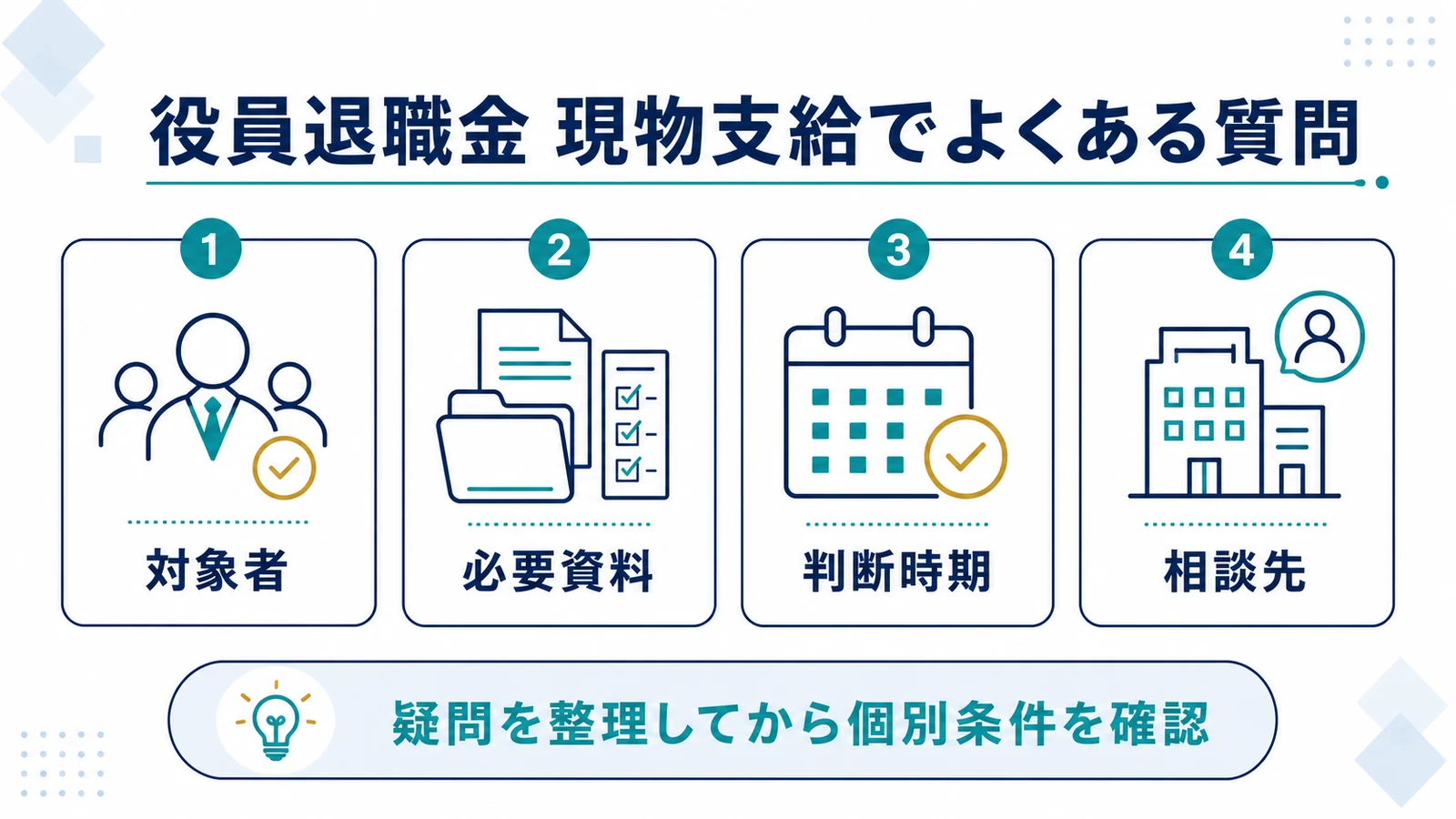 役員退職金 現物支給でよくある質問