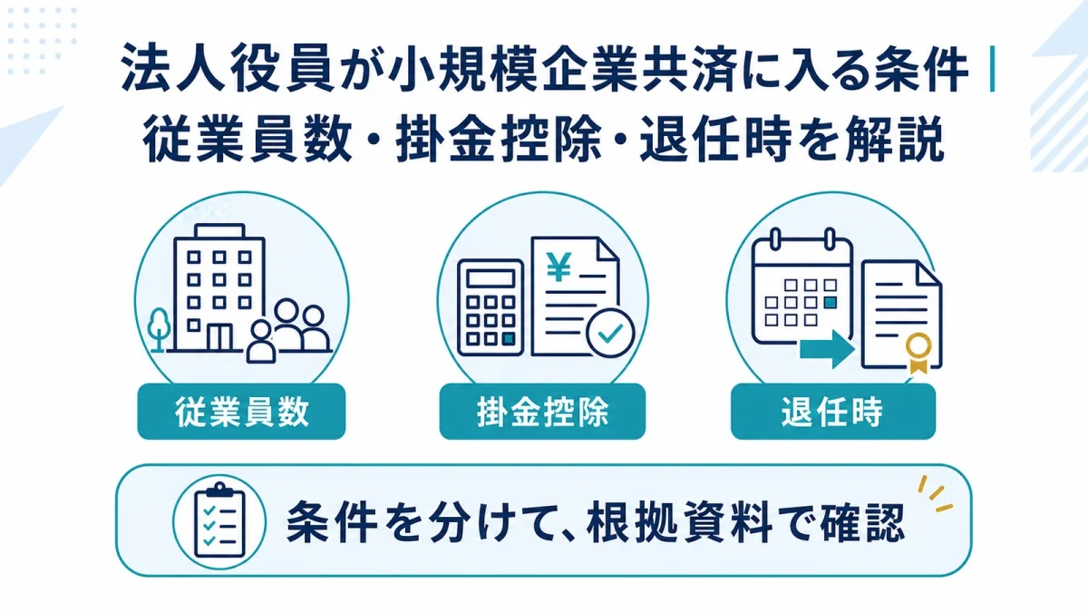 法人役員が小規模企業共済に入る条件｜従業員数・掛金控除・退任時を解説
