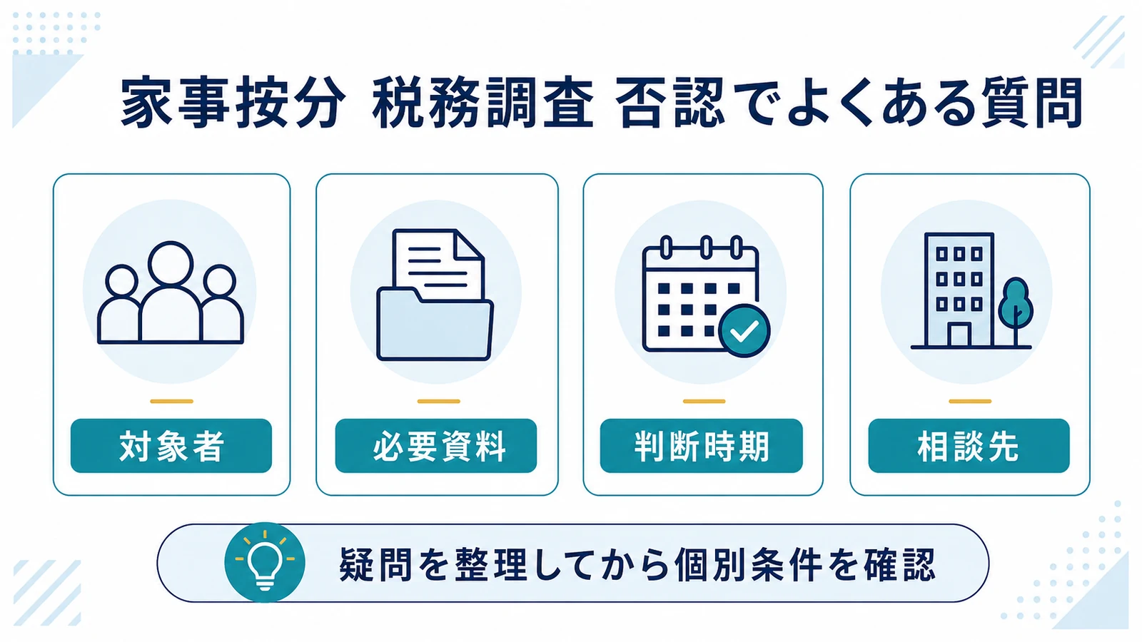 家事按分 税務調査 否認でよくある質問