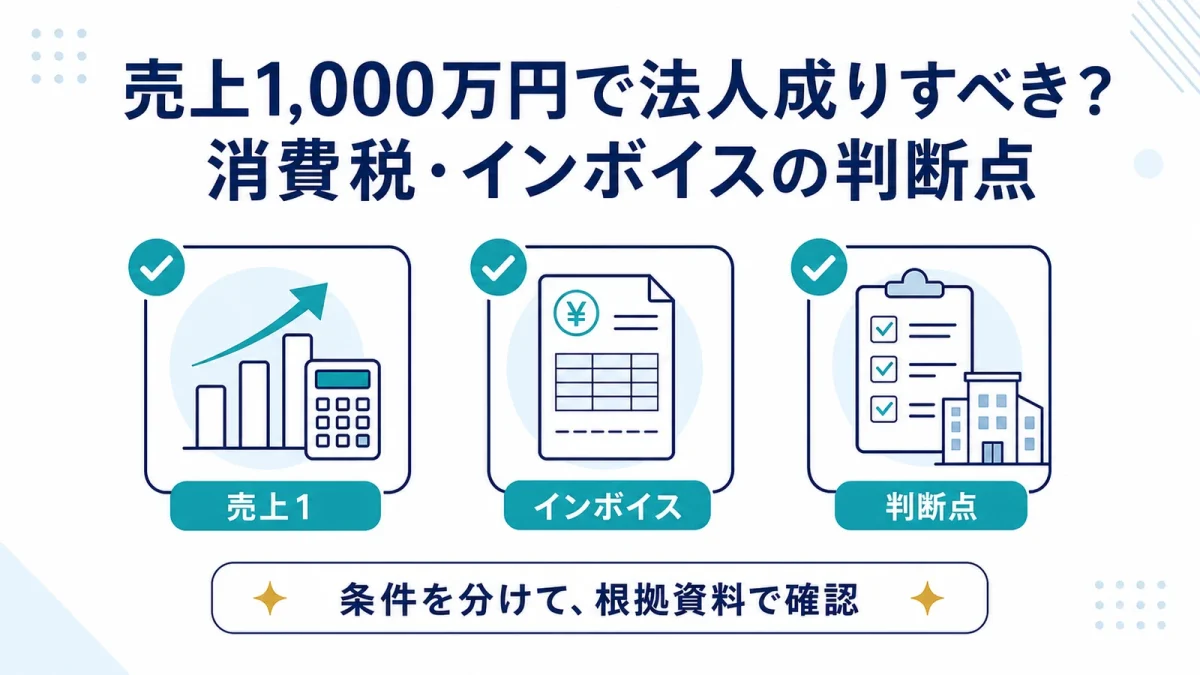 売上1,000万円で法人成りすべき？消費税・インボイスの判断点