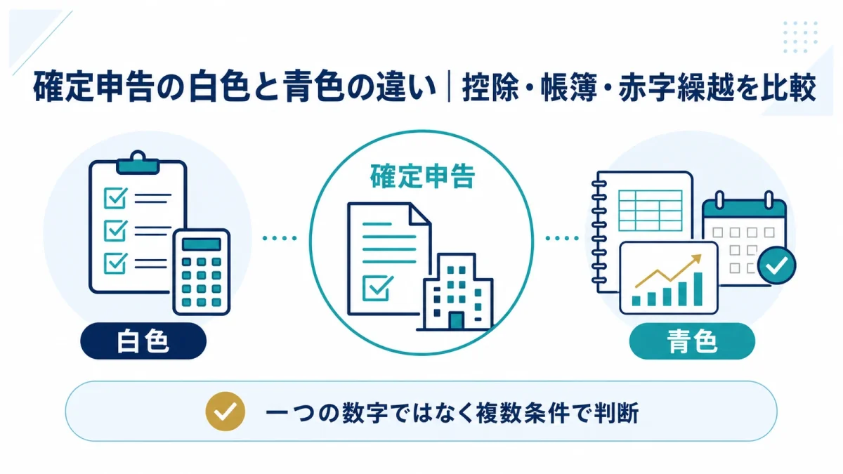 確定申告の白色と青色の違い｜控除・帳簿・赤字繰越を比較