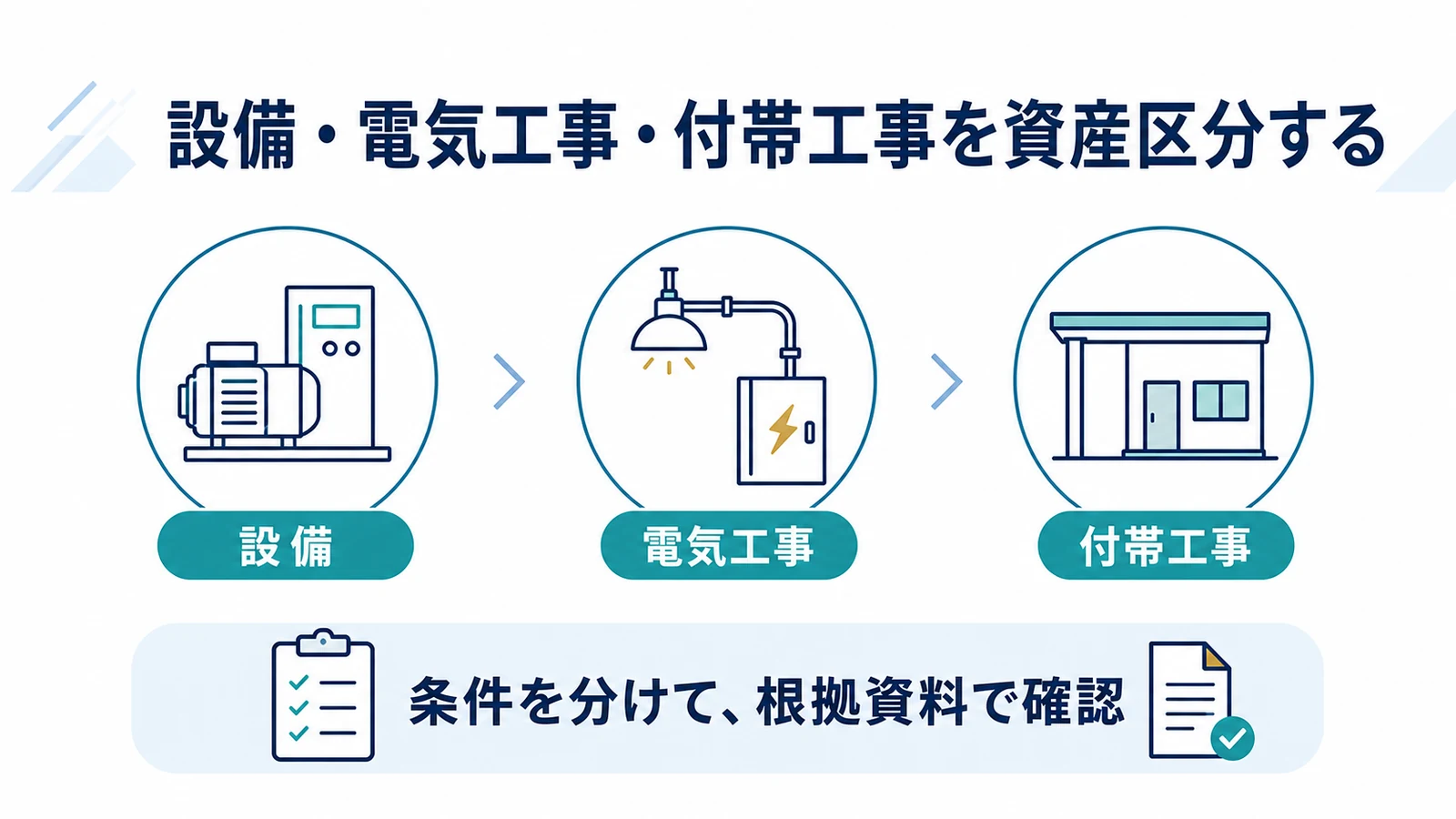 設備・電気工事・付帯工事を資産区分する