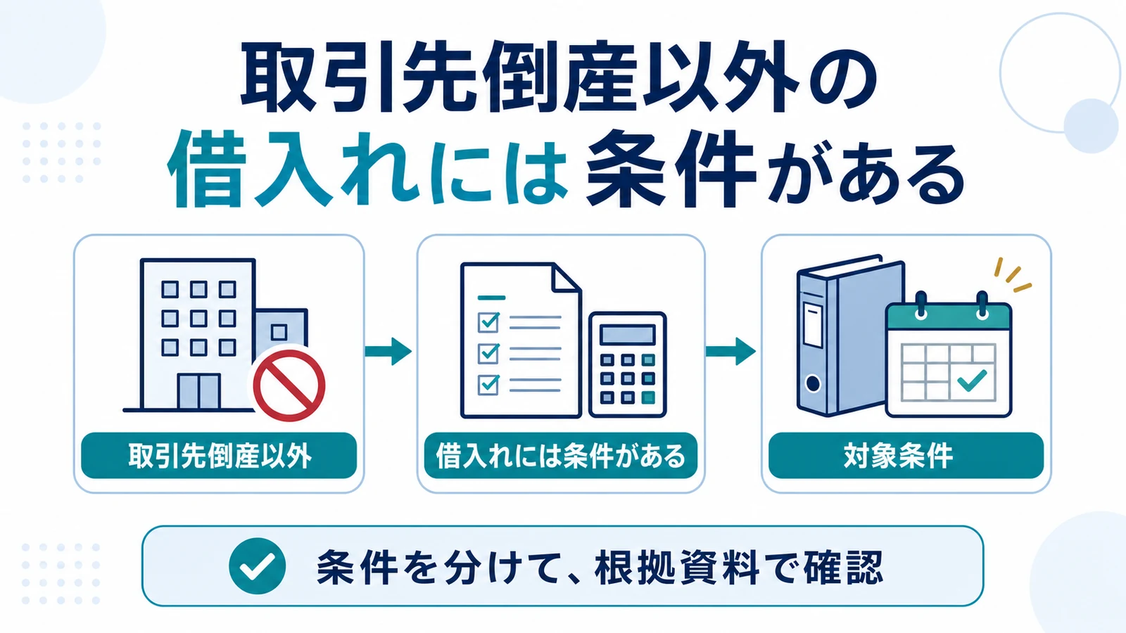 取引先倒産以外の借入れには条件がある