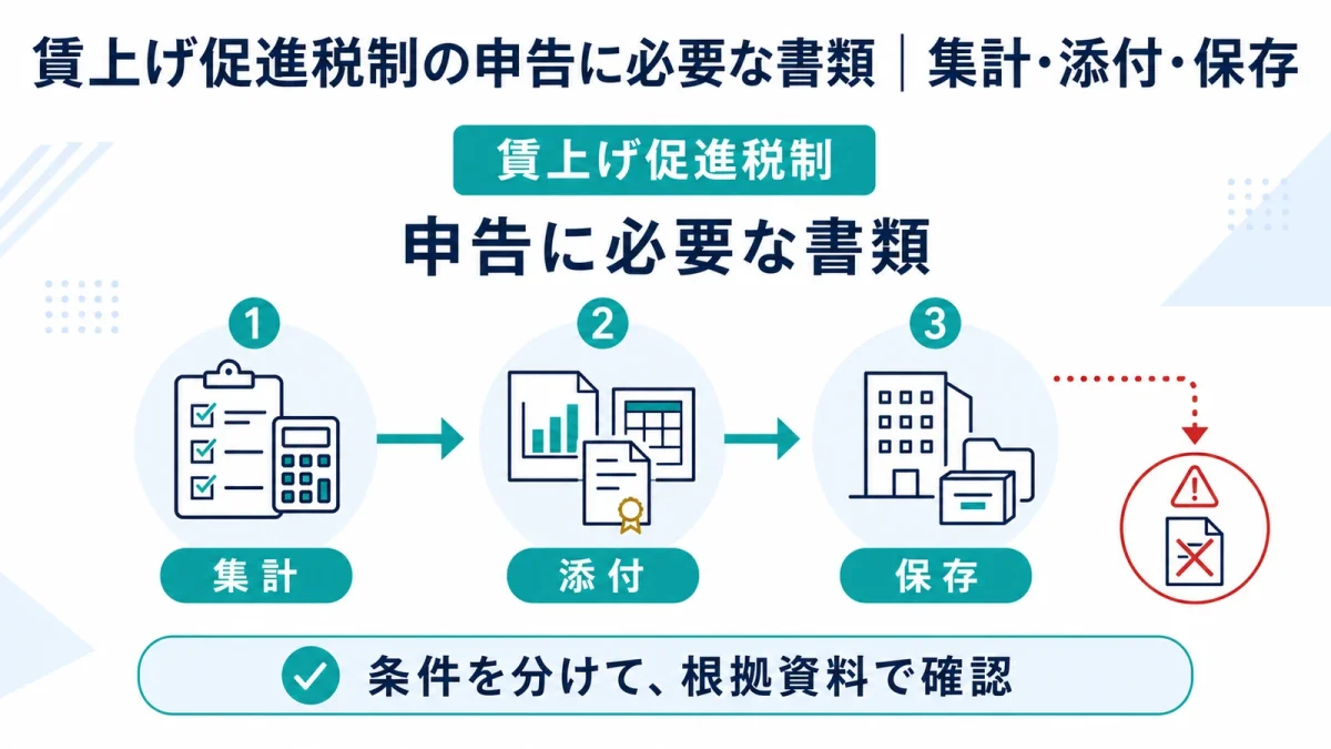 賃上げ促進税制の申告に必要な書類｜集計・添付・保存