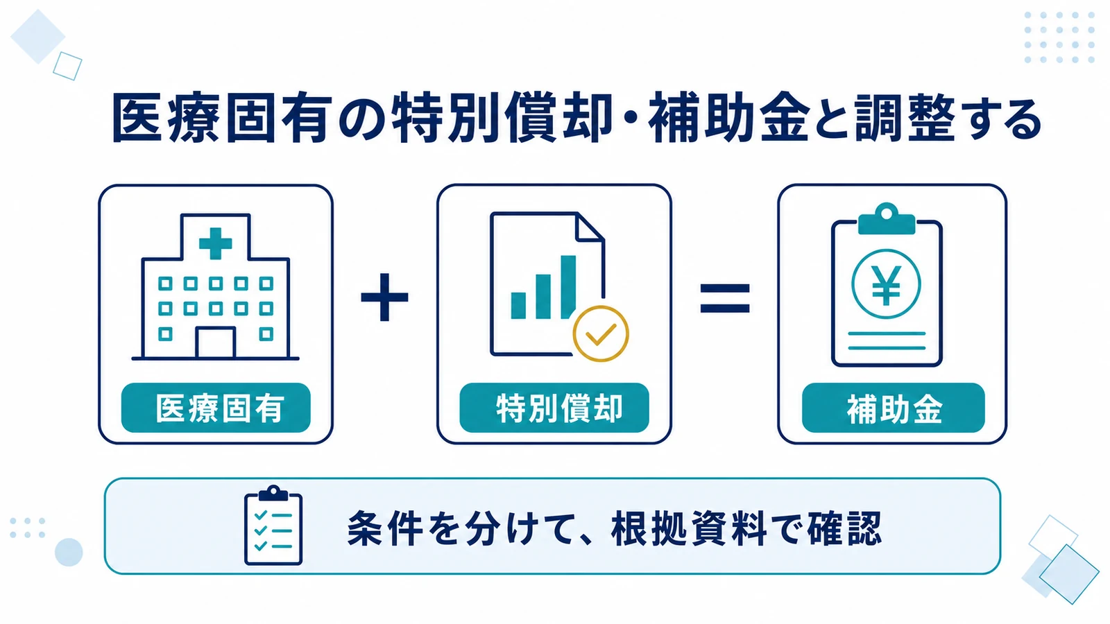 医療固有の特別償却・補助金と調整する