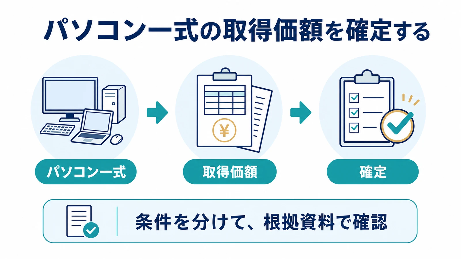 パソコン一式の取得価額を確定する