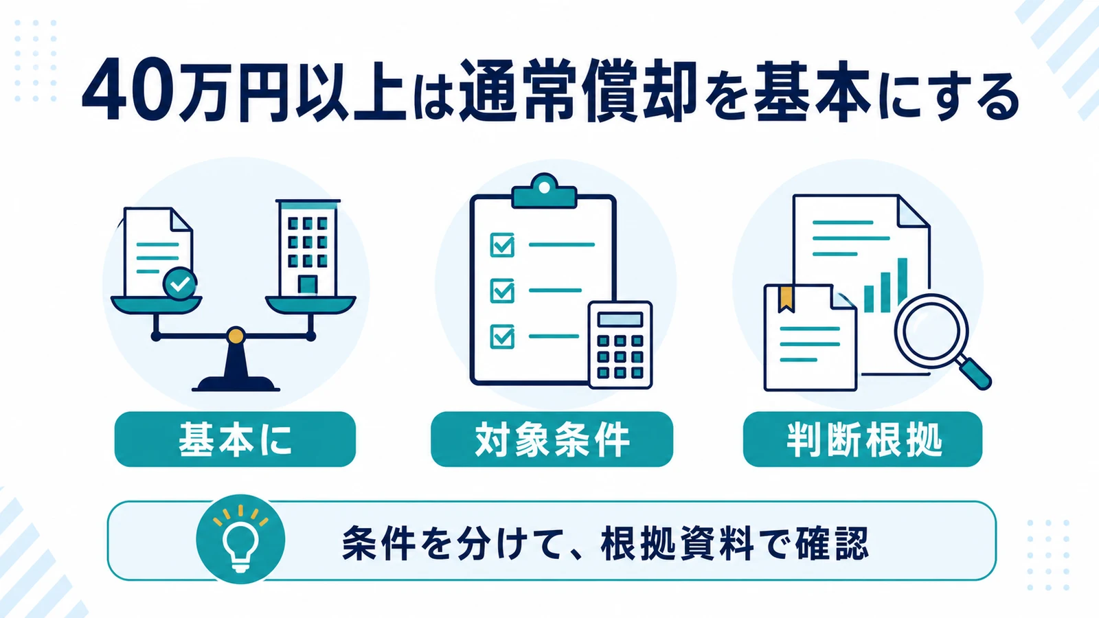 40万円以上は通常償却を基本にする