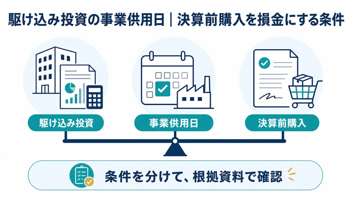 駆け込み投資の事業供用日｜決算前購入を損金にする条件