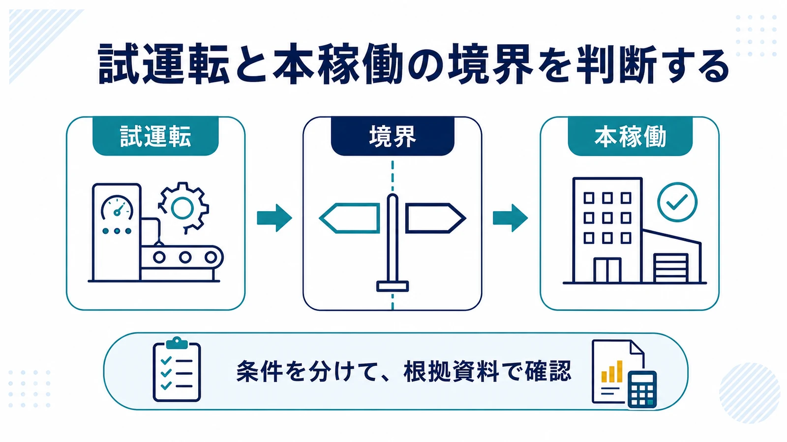 試運転と本稼働の境界を判断する