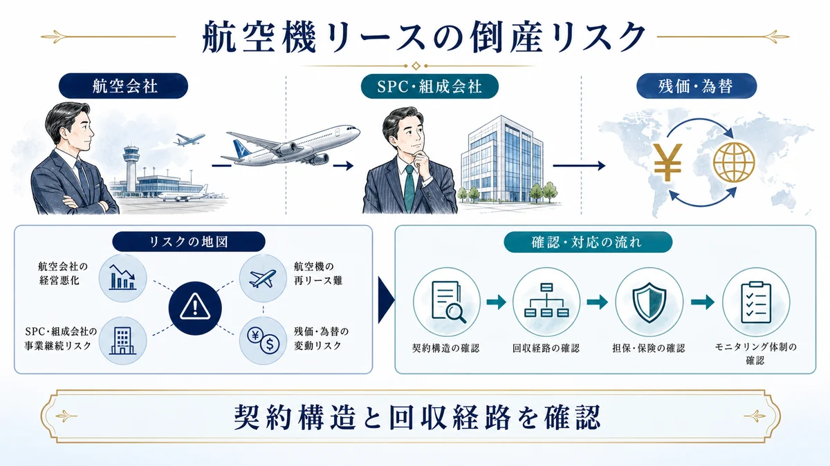 航空機オペレーティングリースの倒産リスクとは？JOL・JOLCOの確認点を解説