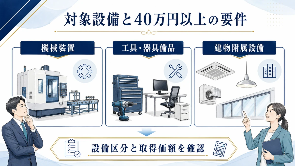対象設備と40万円以上の取得価額要件