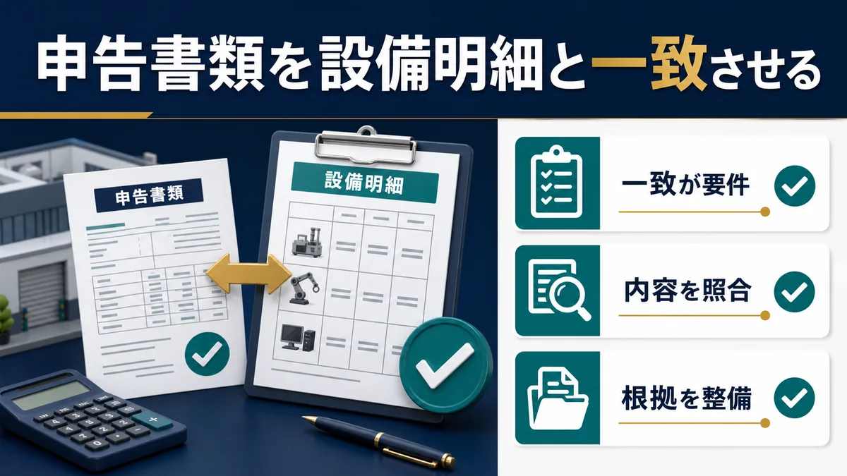 申告書類を設備明細と一致させる