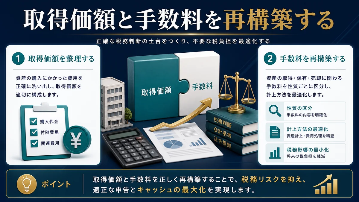取得価額と手数料を再構築する