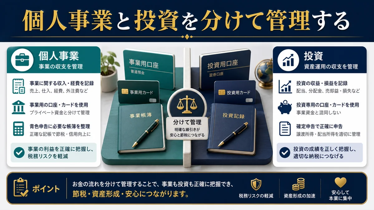 個人事業と投資を分けて管理する