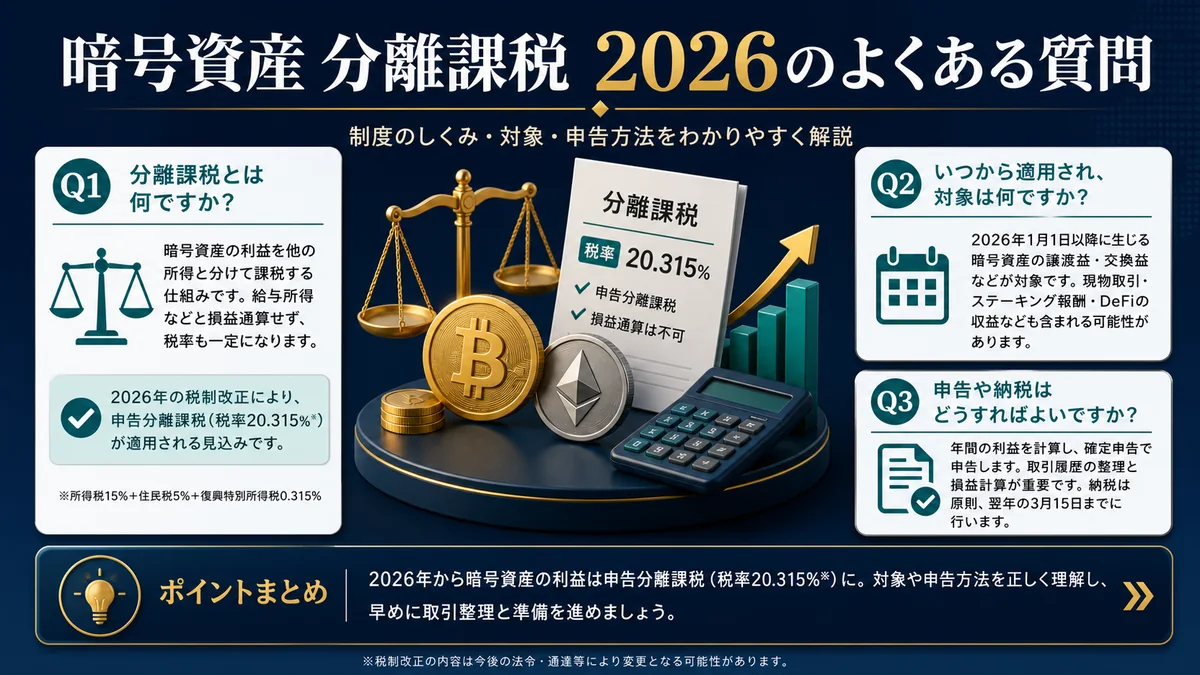 暗号資産 分離課税 2026のよくある質問