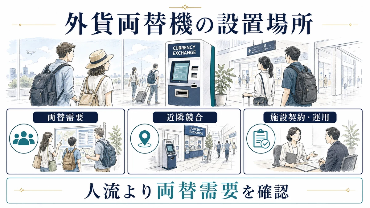 外貨両替機の設置場所で失敗しない判断軸｜需要・競合・契約を解説