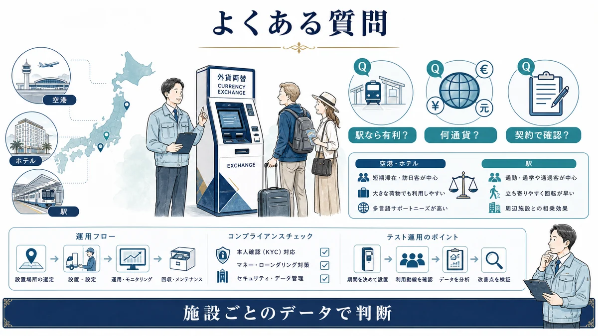外貨両替機 設置場所のよくある質問