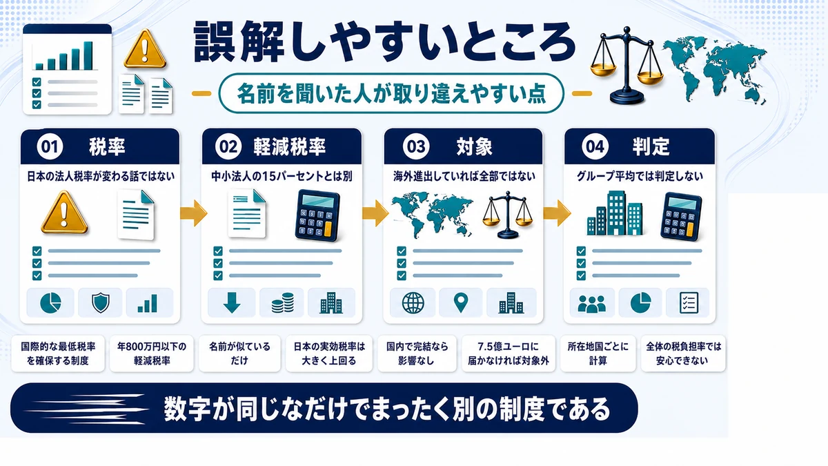 グローバルミニマム課税で誤解されやすい点を示した図